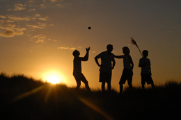 Family at sunset portrait
